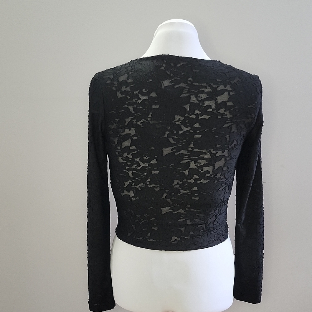 NWT VERO MODA Black lace corset sweetheart neckline long sleeve crop top - Picture 5 of 11